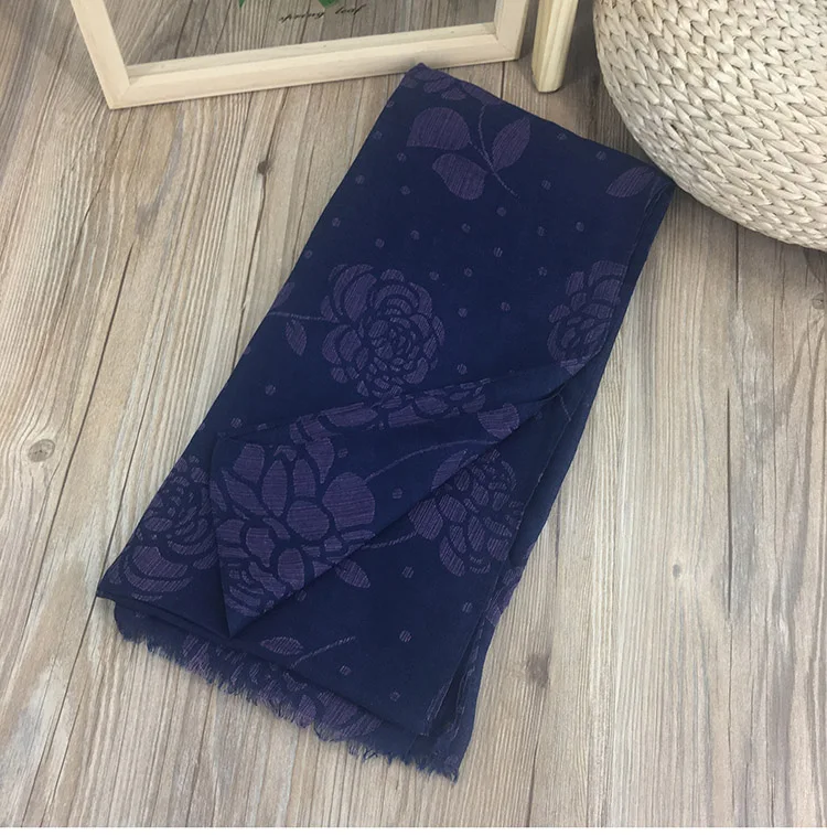 navy blue Marte& Joven, роскошный бренд, с цветочным принтом розы, для женщин, шали с бахромой, обертывания, модные, весна/осень, теплые шарфы, палантин для дам - Цвет: navy blue