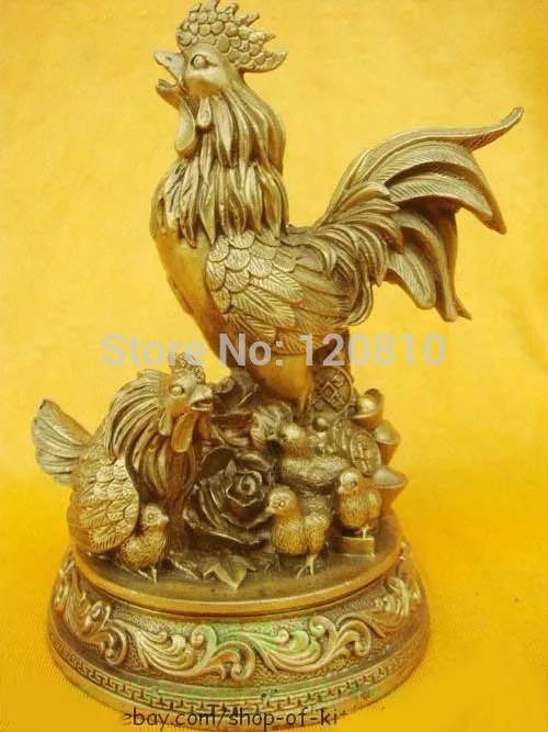 Chinese Bronze Brass Chicken Rooster Statue Figure 6