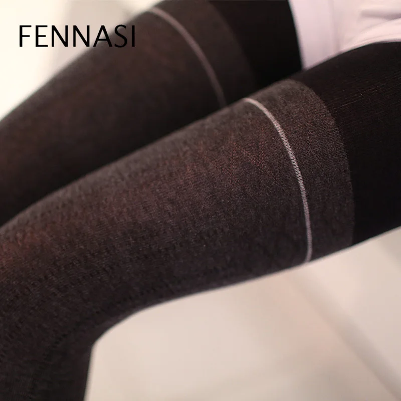 FENNASI осенне зимние женские плотные теплые колготки лоскутные с высокой талией