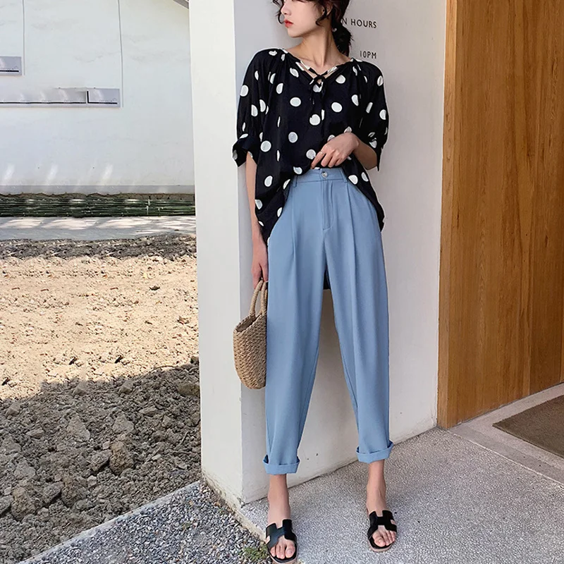 Summer Casual Women Harem Pants Elegant Pockets Loose Female Trousers High Waist Work Suit Pantalon Femininas 2019 | Женская одежда