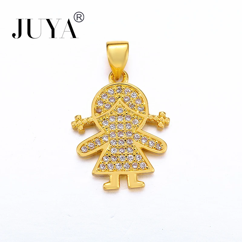

Fashion Kawaii Kids Girl Charms For Jewelry Making High Quality Copper Metal Micro Paved AAA CZ Crystal Rhinestone Pendants