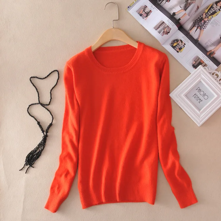 Women Knitted Cashmere Sweater O-neck Pullover Thin Female Slim Warm knitwear Skinny Clothing Mujer | Женская одежда