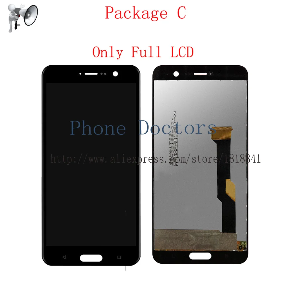 Package C 5," AAA качественный lcd с рамкой+ отпечаток пальца для htc U Play lcd дисплей+ кодирующий преобразователь сенсорного экрана в сборе для U-2h/U-2u lcd - Цвет: Package C