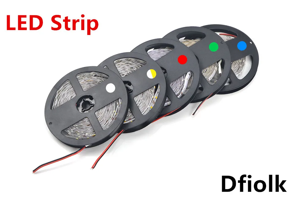 5 м/roll Светодиодные ленты свет 5 м 60 светодиодов/m один Цвет 3528smd гибкие светодиодные Клейкие ленты 12 В, теплый белый, белый, красный, синий, зеленый, желтый