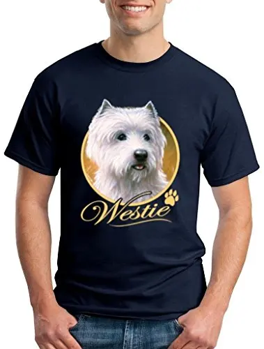 navy Футболка с принтом Westie Dog, футболки для любителей животных, модные хлопковые футболки с короткими рукавами,,, модные короткие футболки, Новое поступление - Цвет: navy