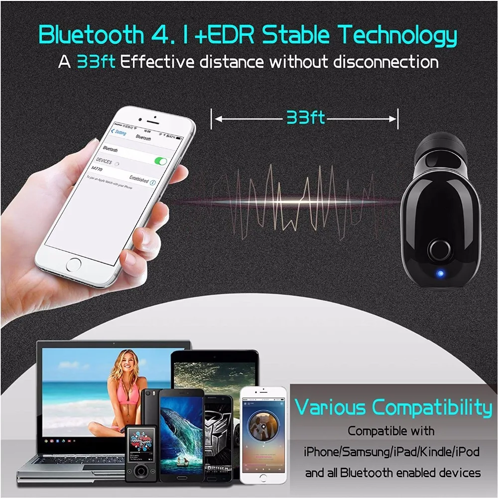 Водонепроницаемые bluetooth-наушники, мини-невидимые беспроводные наушники, плотно прилегающие к уху автомобиля с микрофоном для душа вождения спорта