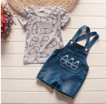 gray Комплекты одежды для маленьких мальчиков, детские летние товары, bebe, хлопковые топы+ шорты на лямках комплект из 2 предметов одежда для малышей - Цвет: gray