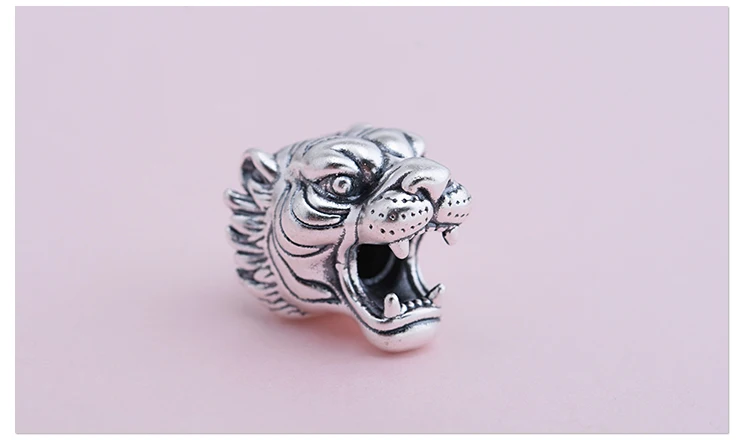Vintage 999 Silver 3D 999 серебряный Тигр-бусины в виде голов ювелирные изделия из серебра аксессуары бусины для изготовления браслетов бусины - Цвет: Vintage 999 Silver
