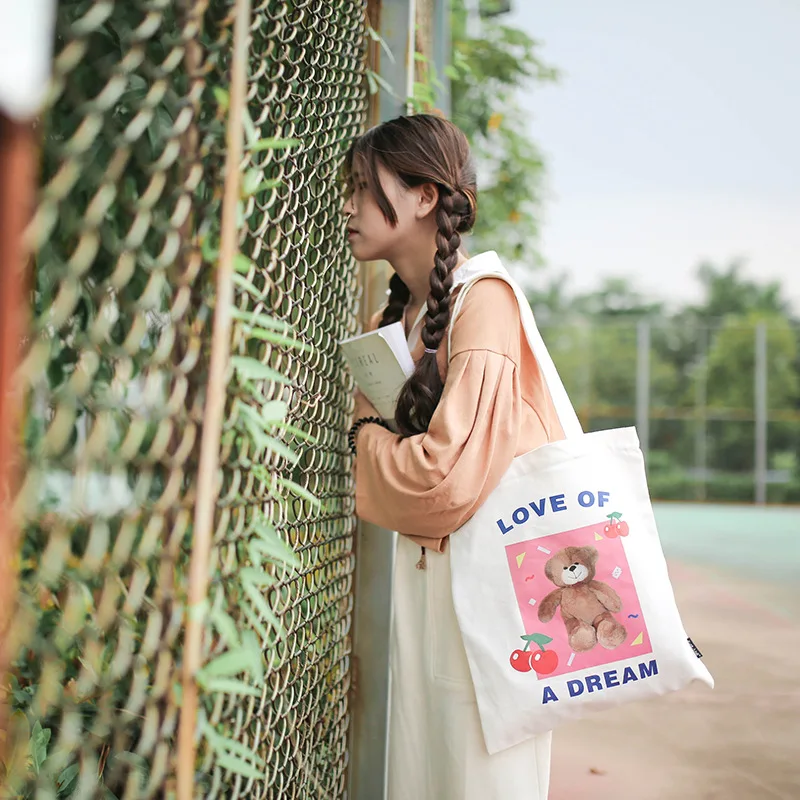 NJ магазин Холщовая Сумка милая холщовая Сумочка с сердцем для девушек плюшевый