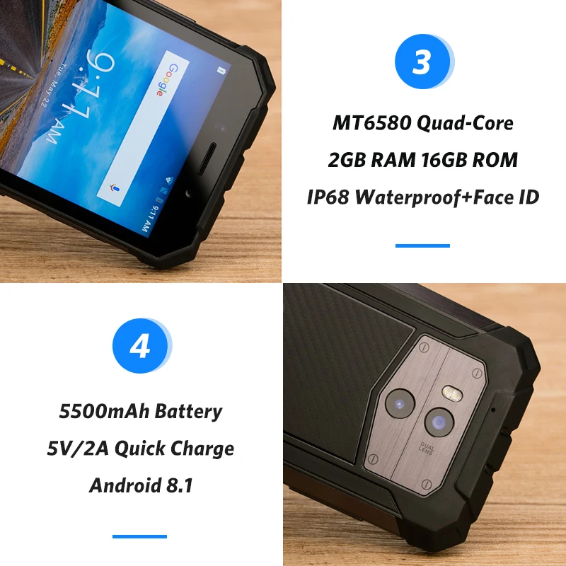 Ulefone Power X2 IP68 Водонепроницаемый мобильный телефон Android 8 1 5 &quotHD 4 ядра 2 ГБ + 16 Гб NFC Face
