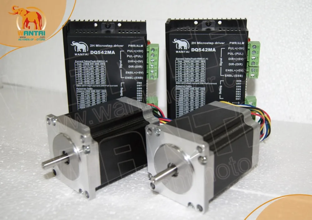 Wantai 2 оси 6 проводов Nema23 шаговый двигатель 57BYGH420 2A 12.6kg.cm 178oz-in и Драйвер DQ542MA 50V 4.2A