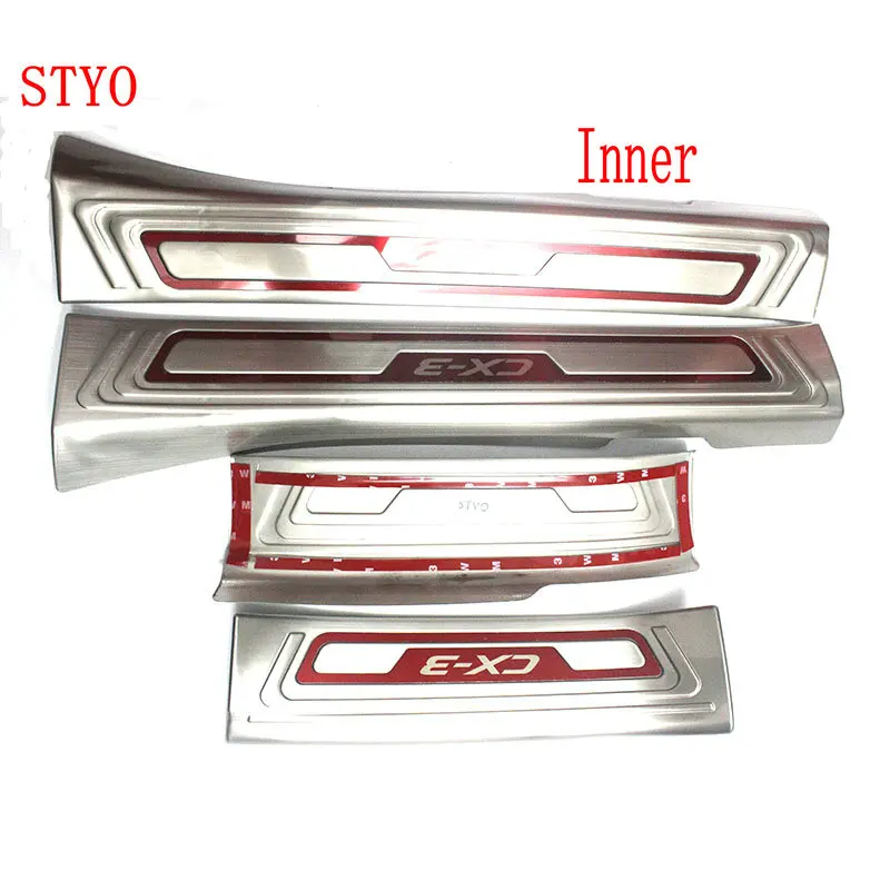 

STYO Car stainless steel Door Sill Scuff Plate Cover trim for Mazdas CX-3 CX3 2017 2018