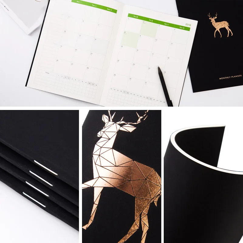 

MIRUI Cute Metallic Gilding Deer Bird Schedule Monthly Planner Agenda Kawaii Journal Stationary Organizer Notebook A4 Agenda