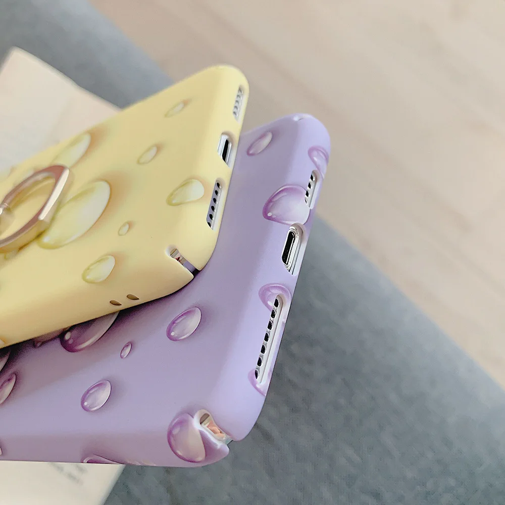 Boucho Hard PC Ring Grip Case For iphone XS MAX XR X 8plus 7 8 6 6s plus Water drops Pattern Phone Holder Cover |