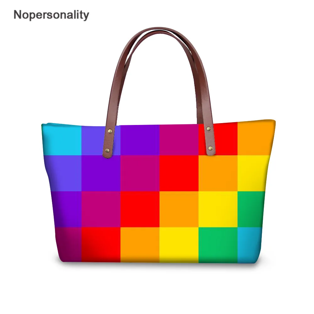 XD748AL Nopersonality женские сумки с принтом радуги, цветные дизайнерские, большие вместительные пляжные сумки для девушек, большая сумка на плечо для покупок - Цвет: XD748AL