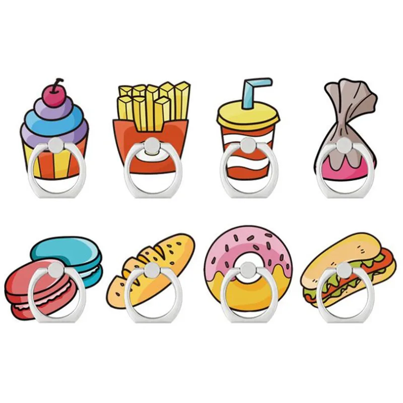 360 градусов мультфильм еда Пицца пирог мороженое кольцо на Палец Смартфон Стенд