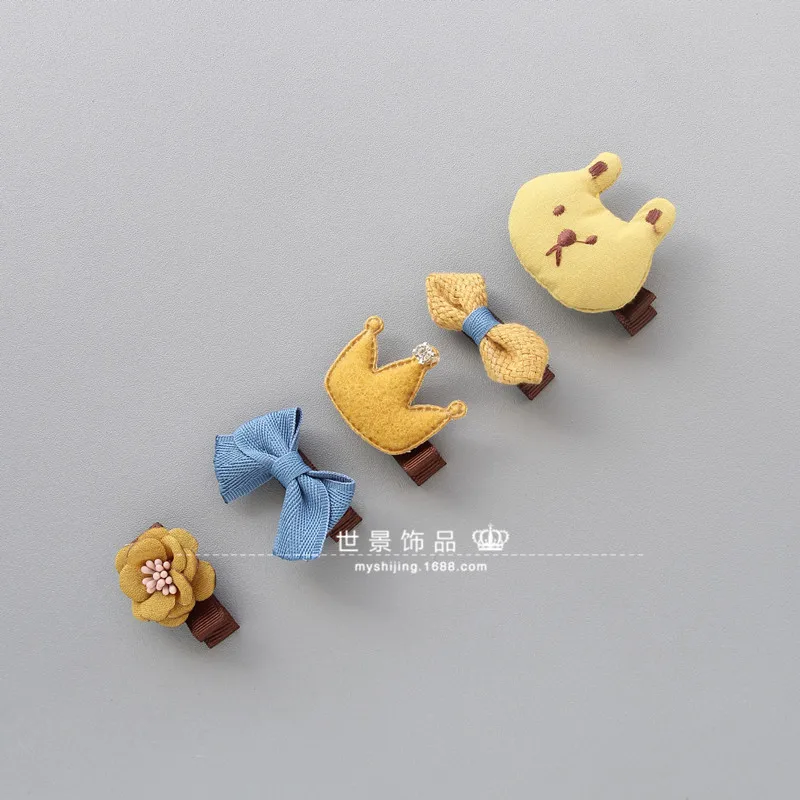 5pcs Cute Hairpins For Girls Lovely Cartoon Headwears Kids Children Flower Hair Wear Gifts Baby Newborn Bowknot Accessories | Детская