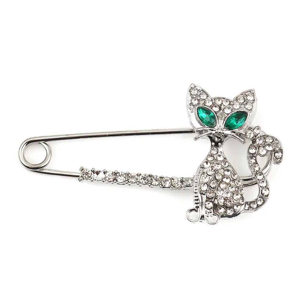 DoreenBeads 3,3x2,3 см булавка для питомца кота котенка Броши с животными из стразов значки безопасности для платья пальто шарф шляпа аксессуары для одежды