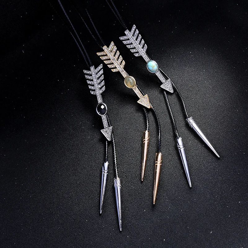 New Punk Dress Clothing Accessories Jewelry Fashion For Women Black Rope Long Necklace Arrow Pendant Wholesale | Украшения и