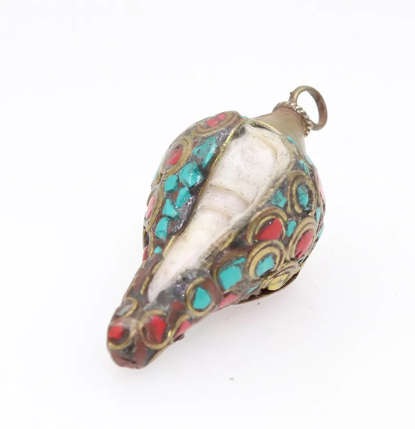 6.7cm Ancient Chinese Mini hand made Turquoise coral necklace Jewelry Conch Amulets H057 | Дом и сад