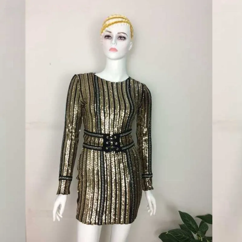 Роскошное блестящее шикарное Женское зимнее платье с длинным рукавом элегантное