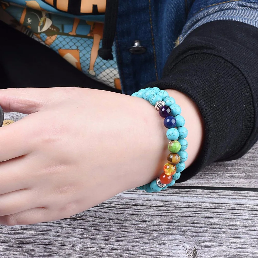CKKU Jewelry Blue Beads Chakra Healing Balance Energy Bracelet Stones Yoga PD189 | Украшения и аксессуары