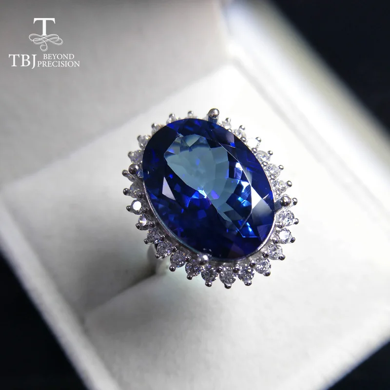 TBJ Диана кольцо из нержавеющей стали для вечерние большой 14ct покрытием синий