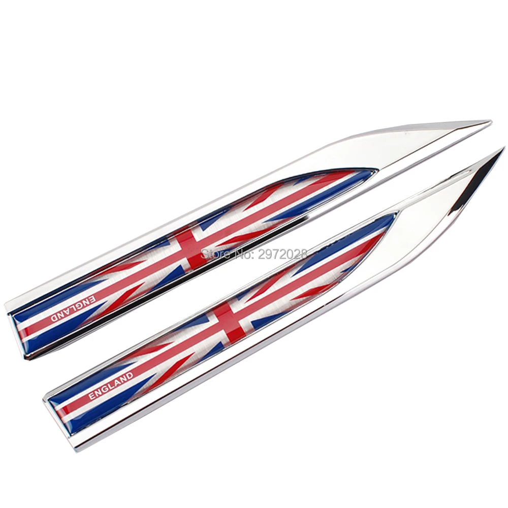 

20 x Car Body Fender Side Metal Chrome Zinc Alloy Knife Side 3D The Flag Of The England Emblems Badges Decals Stickers