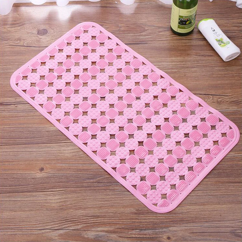 Простая небесно-голубая коврик для ванной из ПВХ 36x66 см овальные твердая