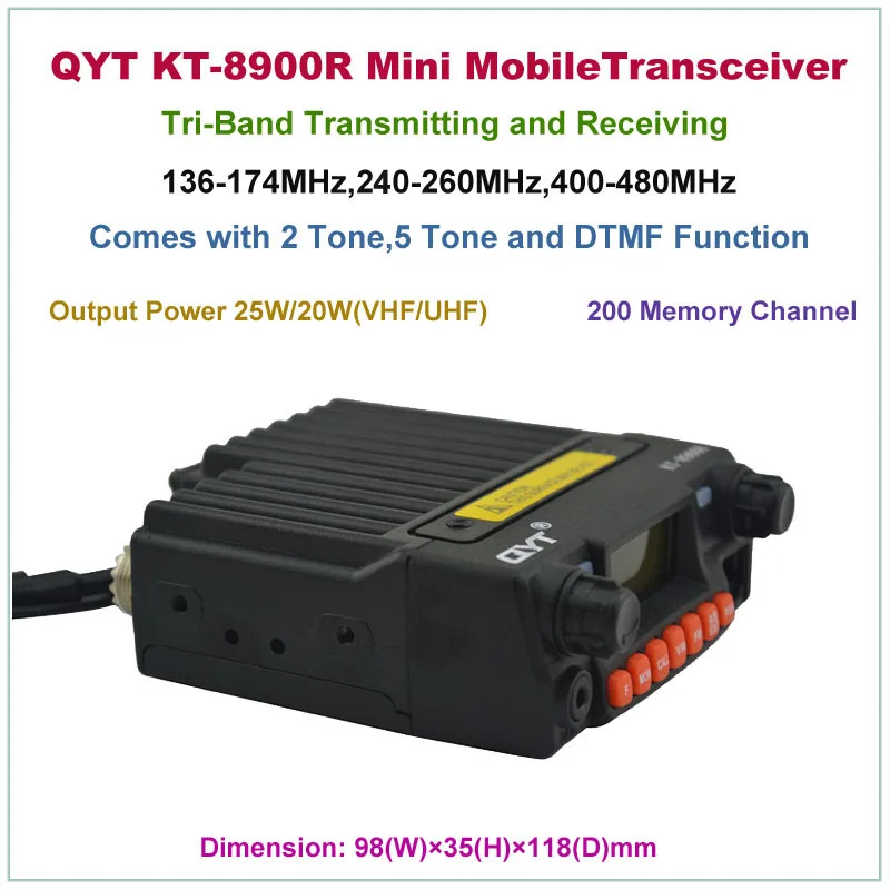 Мини Мобильный приемопередатчик QYT KT 8900R KT8900R трехдиапазонный мобильный
