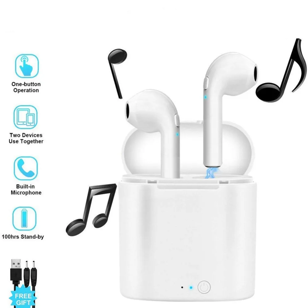 I7 i7s TWS мини беспроводные Bluetooth наушники вкладыши стерео гарнитура с зарядным