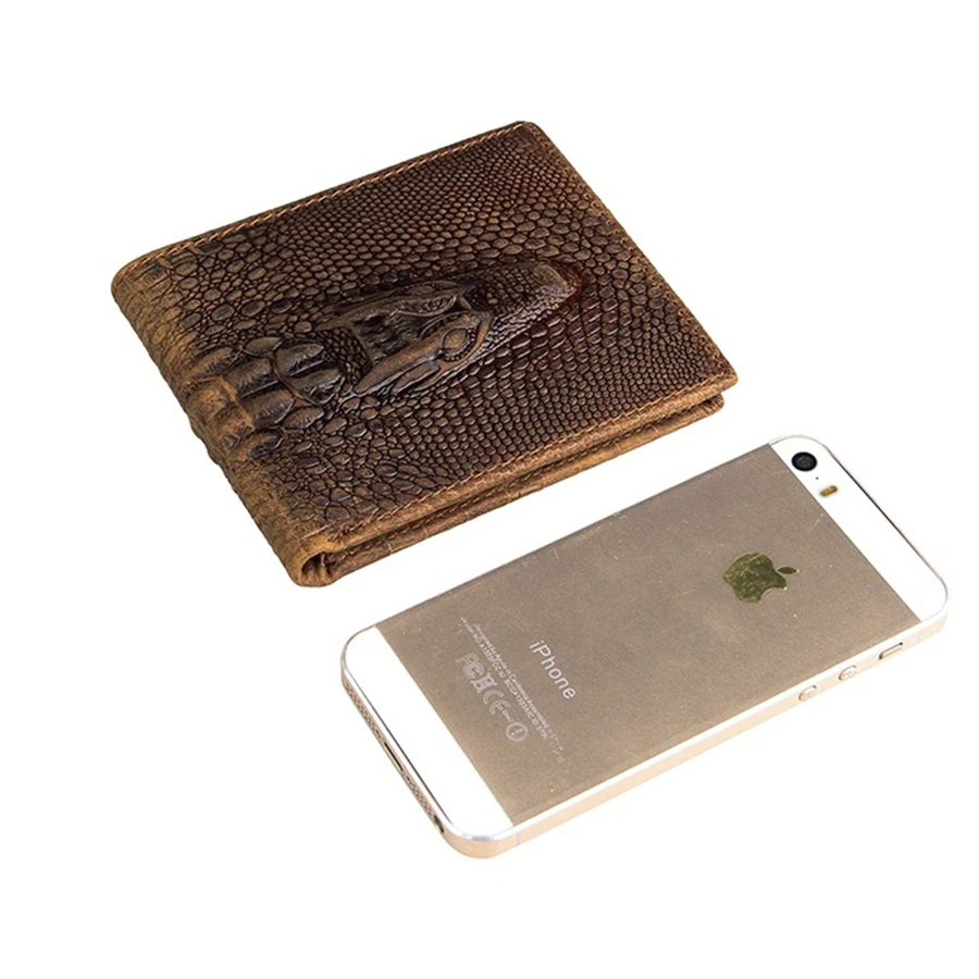 Мужской брендовый кошелек из натуральной кожи WERICHEST короткий крокодиловой с