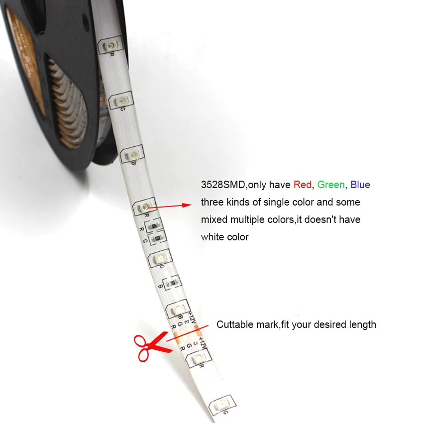IKVVT СВЕТОДИОДНАЯ лента SMD 2835 3528 RGB 60LED/M Водонепроницаемая гибкая Диодная DC 12V