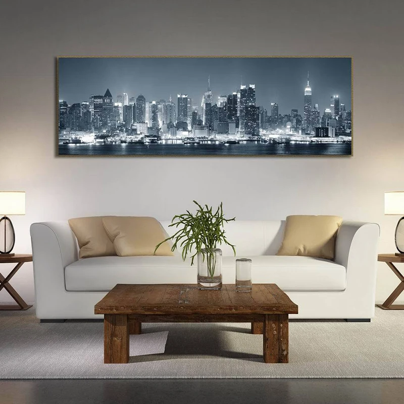 COSY MOMENT City Night Panorama холст художественный постер и картина современный настенное