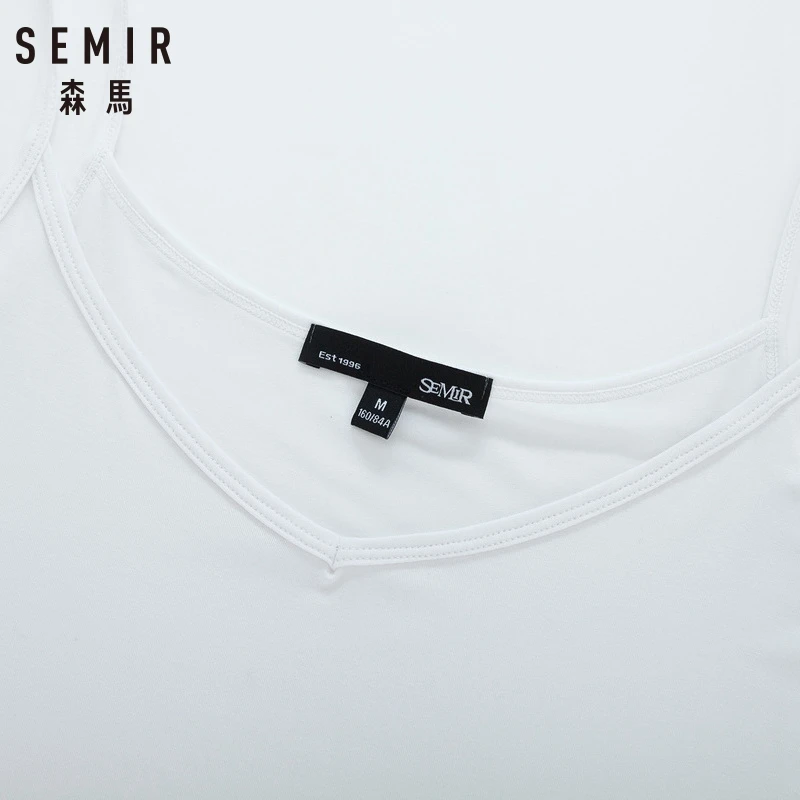 Женский трикотажный топ SEMIR майка с v образным вырезом летний бесшовный на