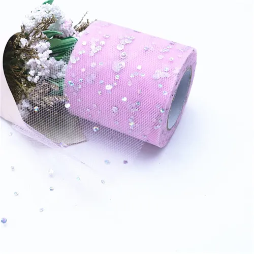 pink Тюль в рулоне 6,5 см, 25 ярд, блестящая юбка-пачка из органзы, кружево для поделок, для вечеринки в честь Дня рождения, свадебные украшения - Цвет: pink