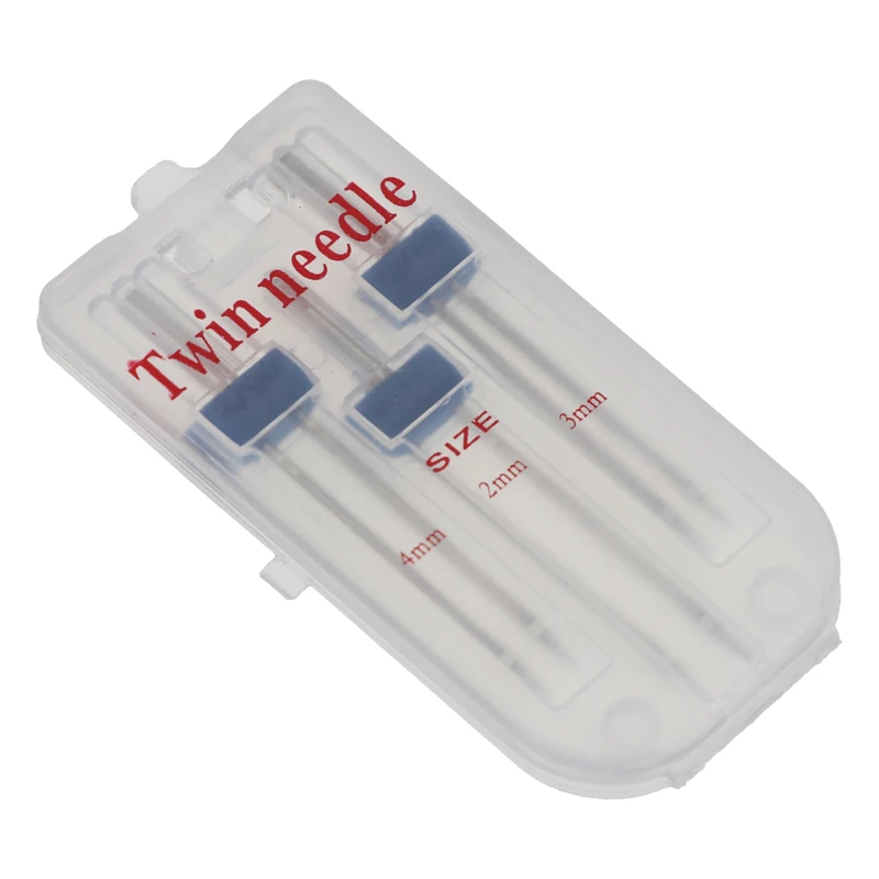 3PCS Plastic box Двойные иглы сморщенная прижимная лапка для шитья для швейной машины размер 2/90 3/90 4/90 многофункциональные фитинги - Цвет: 3PCS Plastic box