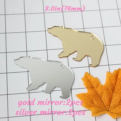 1.5in/3in изображение медведя, выполненное акриловыми красками аксессуары для ключей черный, белый, розовый цвет/матовое/зеркало/прозрачный брелок-AC1052 - Цвет: 3in mirror set-4pcs