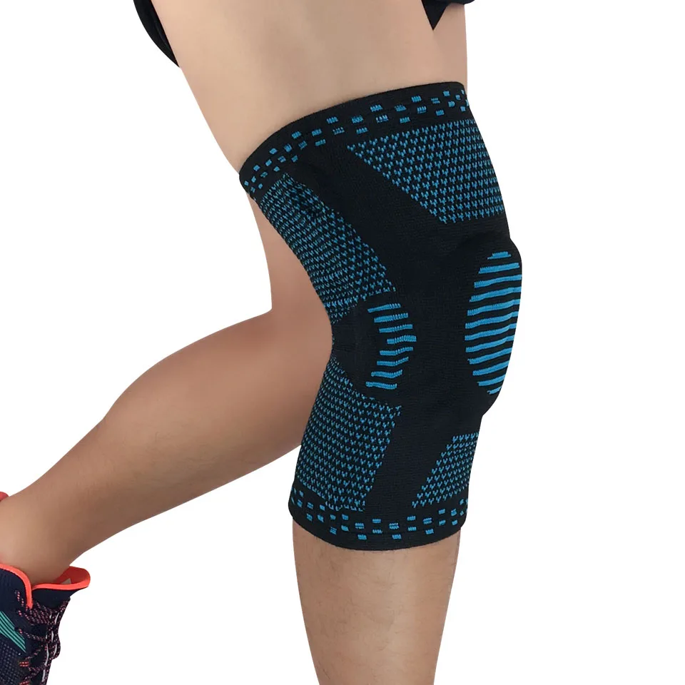 

GOBYGO 1PCS Sport Fitness Running Knee Support Protect 3D Weaving Knee Sleeves Spring Padded Protection Compression Knee Pads