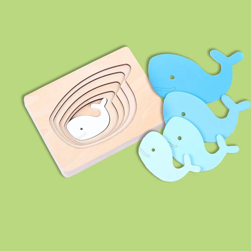 Деревянные игрушки головоломки Многослойные животное Multi imensional 3d раннего