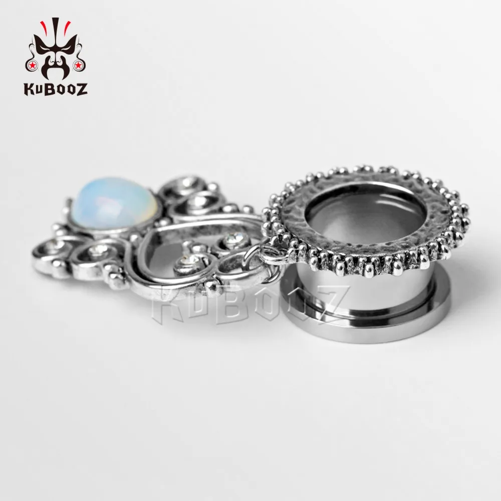 Kubooz Пирсинг из нержавеющей стали Висячие ушные сережки Каменные Украшения для тела винтовые задние беруши и туннели пара сережек