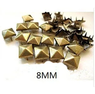 

1000pcs/lot Wholesale 8mm Brass Rivets Pyramid Studs Metal Prong DIY Leathercrafts Accessory Free Shipping For Promotion