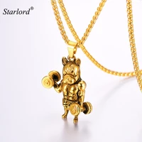 starlord bulldog necklace for men goldstainless steel weight lifterbodybuilder fitness charm dog necklace animal gp3278