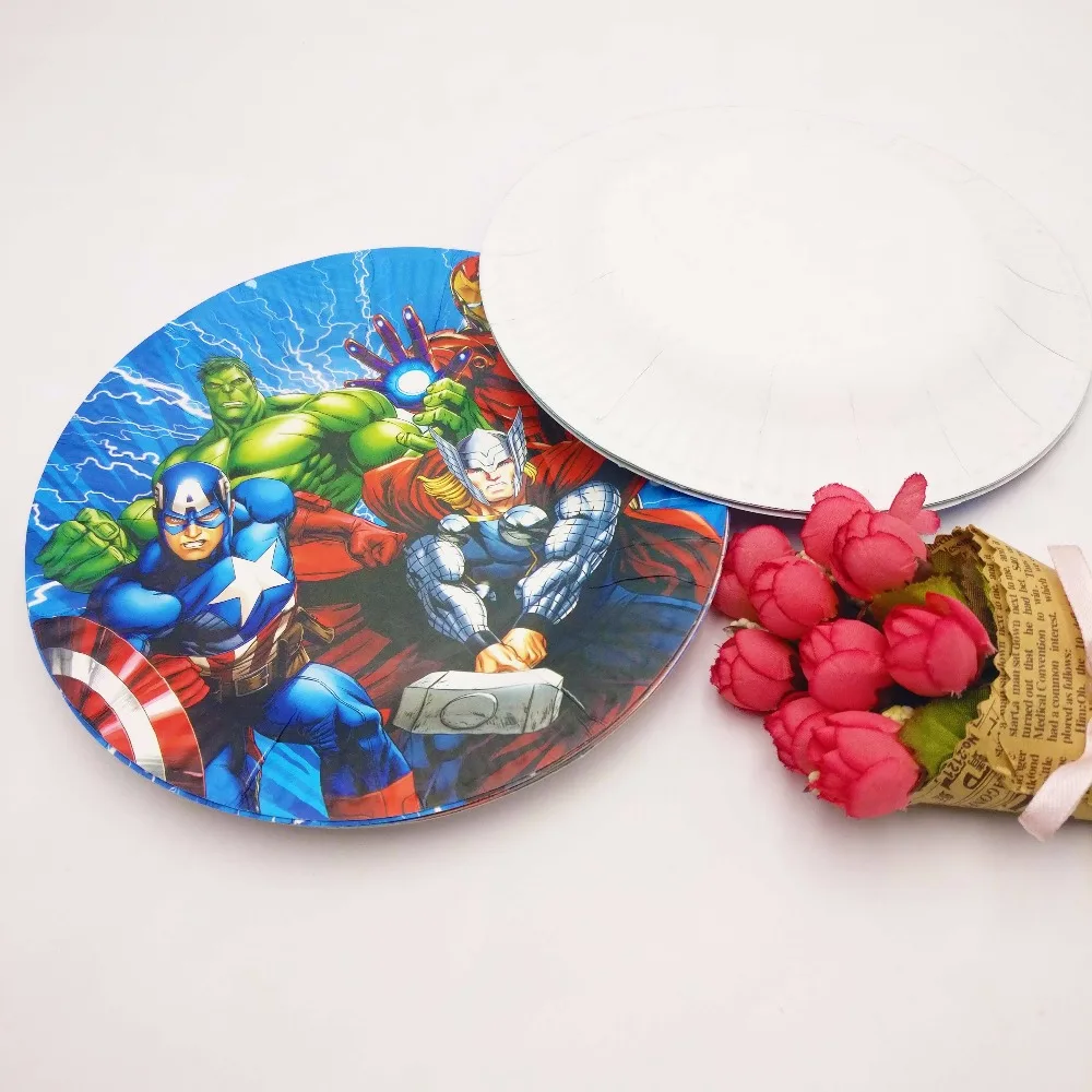 10pcs/set 7inch The Avenger Plate Children Party Supplies Kid Birthday Decoration Event And | Дом и сад