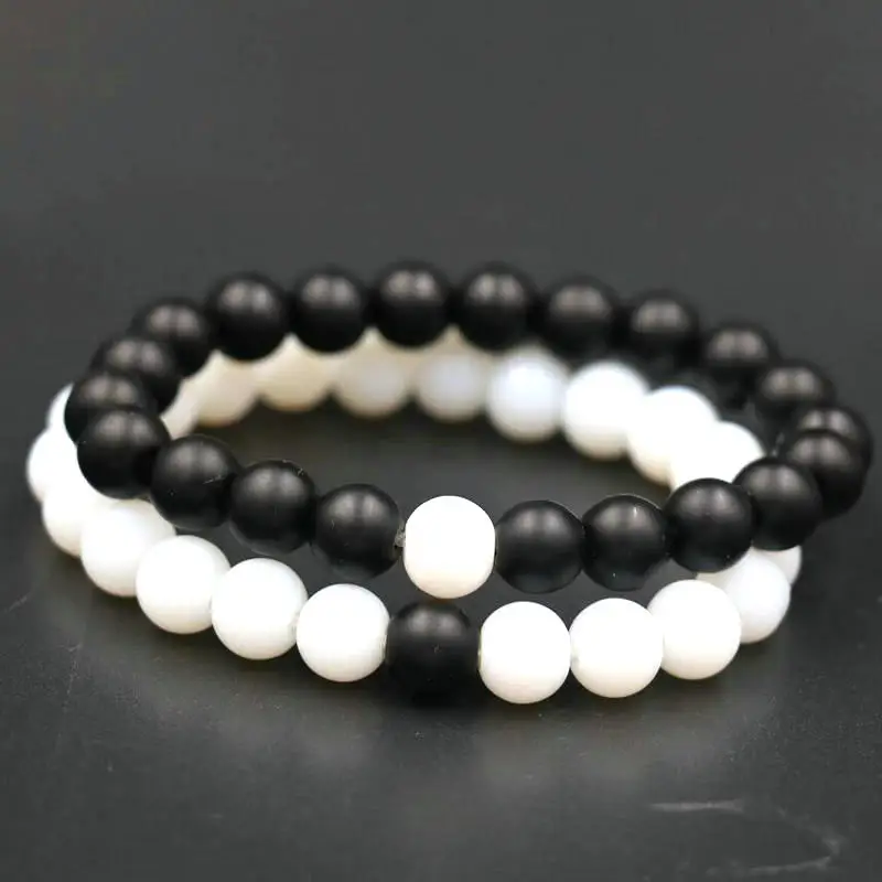 ANIILO Fashion White Black 8MM натуральный камень бирюзовый матовый лава камни бисер шарм