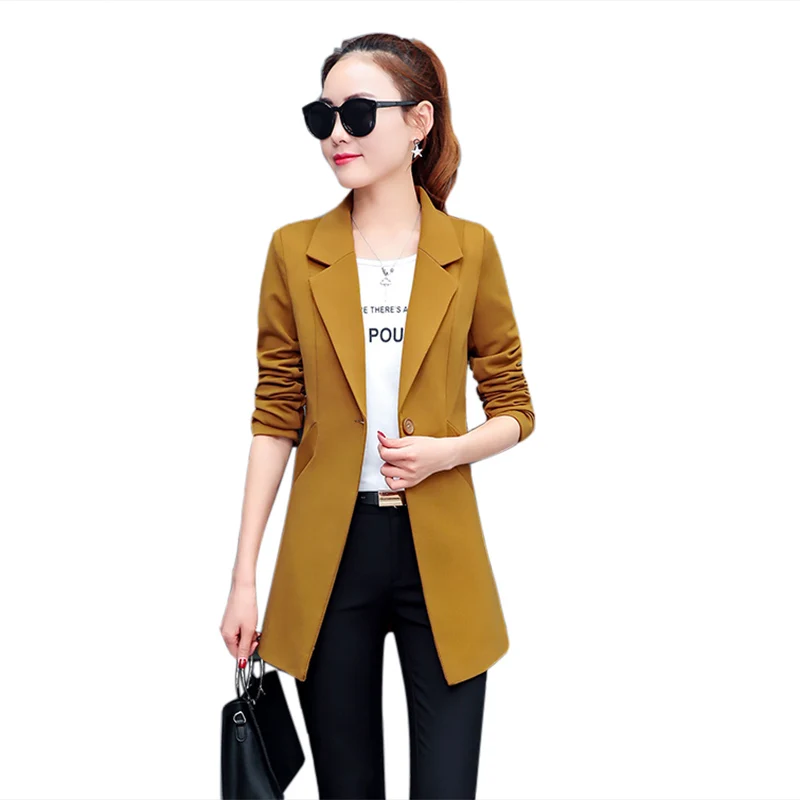 Новинка Женский костюм на весну и осень длинные платья. приталенный подходящий