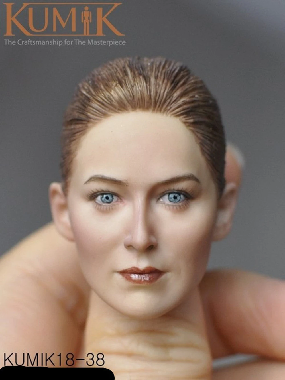 

1/6 KUMIK short hair Action Figure blue eyes brown hair head Female head sculpt Painted F 12" Action Figure Collection