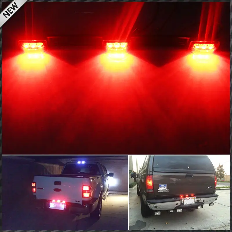 1) красный 3-Lamp грузовик/Трейлер ID светодиодный светильник бар для Ford F150 F250 F350 Dodge ram 1500 2500 3500 Chevy Silverado, GMC Sierra и т. Д