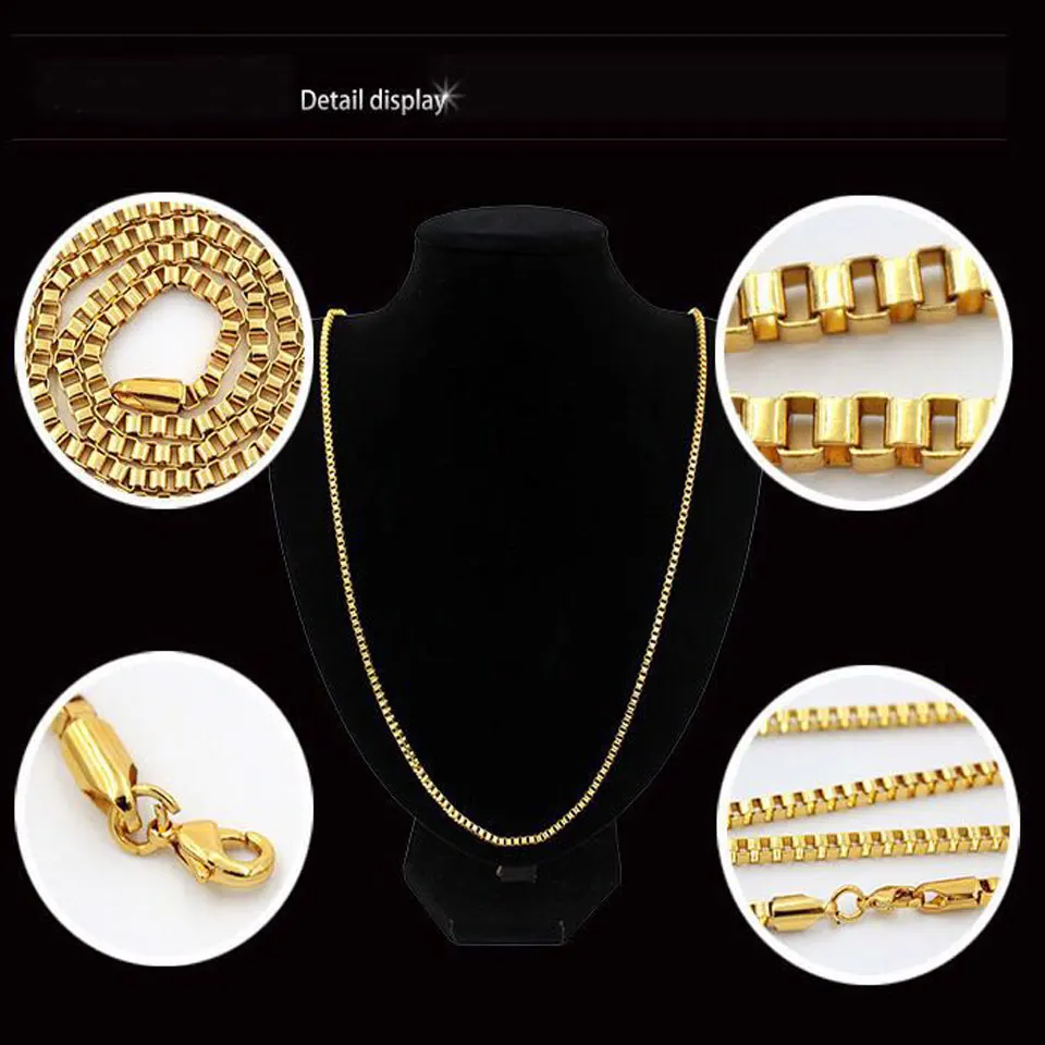 Нержавеющая сталь 3 мм Высокое качество коробка цепочка на шею для мужчин и