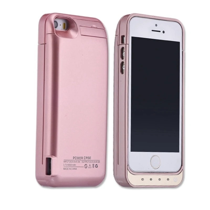 Rose Ext power 4200 мАч смарт-чехол для зарядки аккумулятора для iPhone 5 5S 5c Se черный чехол для зарядного устройства - Цвет: Rose